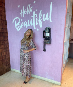 Cheryl Midi Dress in Purple Snake