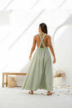 Load image into Gallery viewer, Athens Deep Cut Maxi Dress in Sage