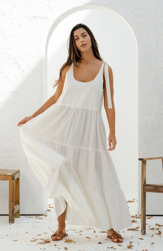 Dubai Oversized Tiered Maxi Dress in White