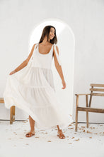 Load image into Gallery viewer, Dubai Oversized Tiered Maxi Dress in White
