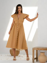 Load image into Gallery viewer, Nassau Button Down Midi Dress in Camel