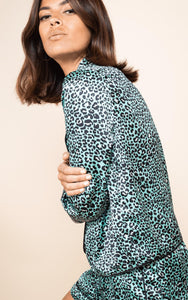 Oonah Shortie Pyjama Set in Mint Ditsy Leopard