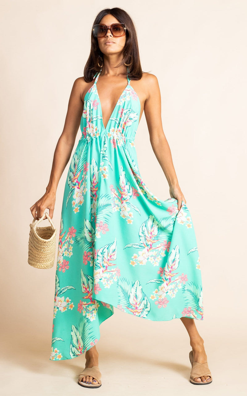 Green boho outlet dress