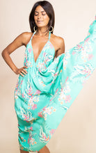 Load image into Gallery viewer, Boho Maxi Dress in Green Tropical