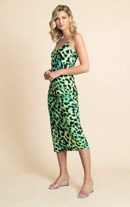 Sienna Midaxi Dress in Lime Leopard