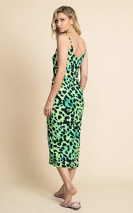 Sienna Midaxi Dress in Lime Leopard