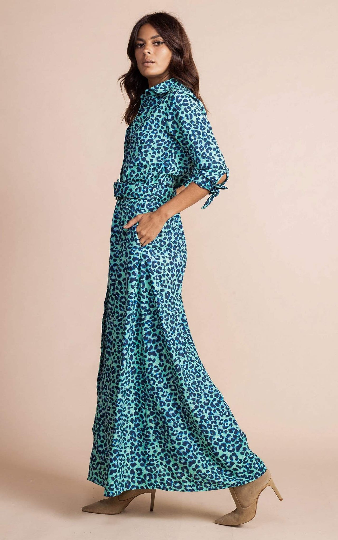 Turquoise leopard sale print dress