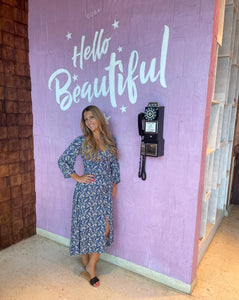 Cheryl Midi Dress in Purple & Blue Ditzy