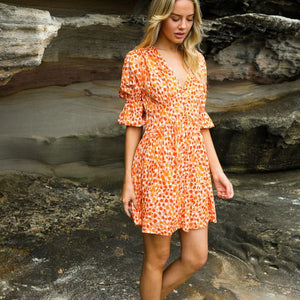 Alita Knee-Length Dress in Orange