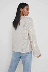 Jayda Cowl Neck Sequin Blouse in Champagne