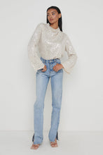 Load image into Gallery viewer, Jayda Cowl Neck Sequin Blouse in Champagne