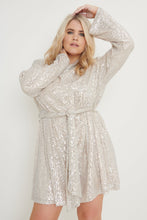 Load image into Gallery viewer, Jayda Sequin Cowl Neck Dress in Champagne