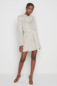 Jayda Sequin Cowl Neck Dress in Champagne