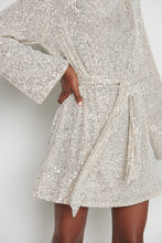 Load image into Gallery viewer, Jayda Sequin Cowl Neck Dress in Champagne
