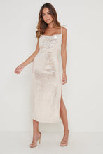 Load image into Gallery viewer, Keisha Sequin Midaxi Dress in Gold Blush