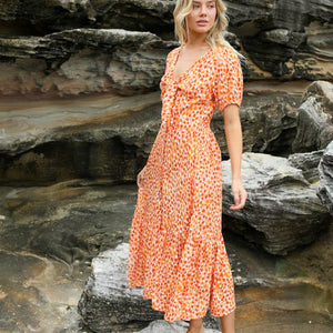 Alita Midi Dress in Orange