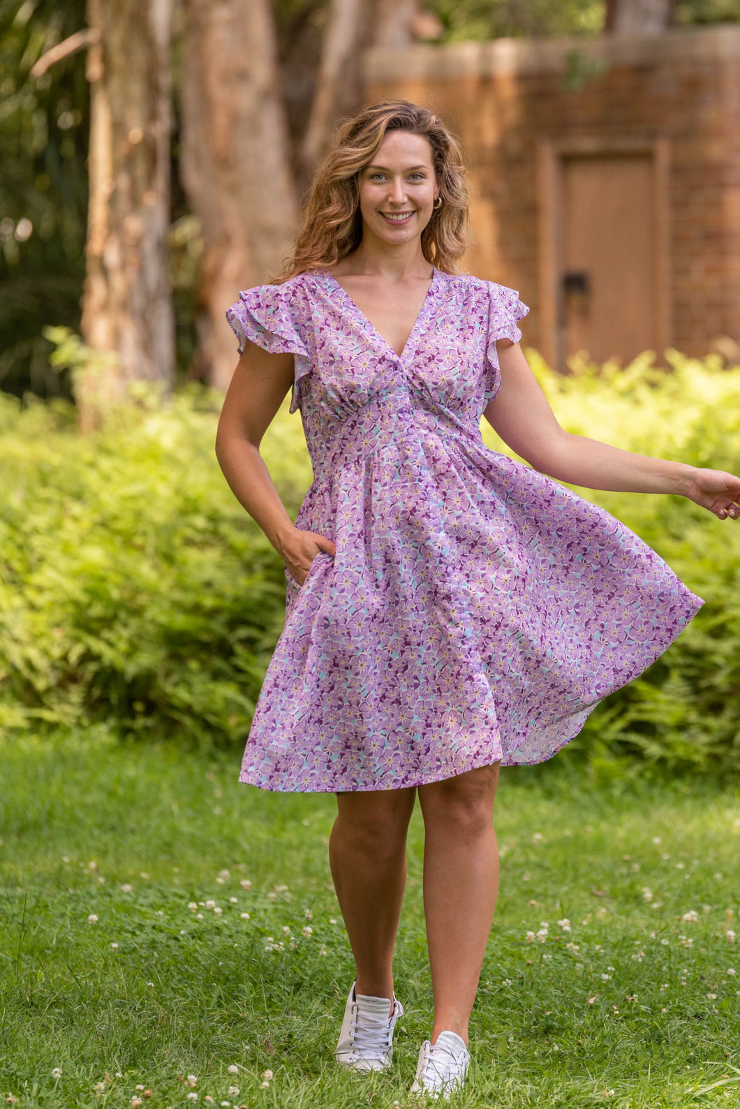 Lilac knee length dress shop