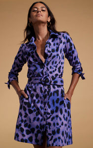 Jonah Mini Shirt Dress in Lilac Leopard