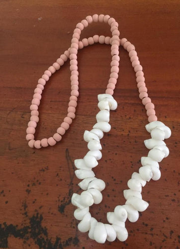 Chunky Shell Long Necklace in Pink