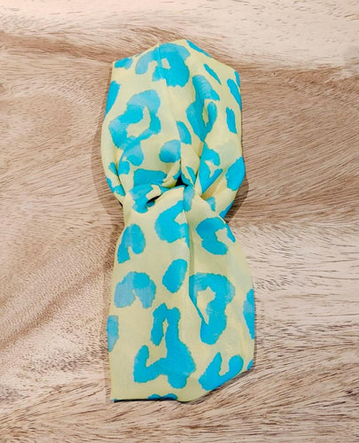 Huda Headband in Yellow with Turquoise Pop