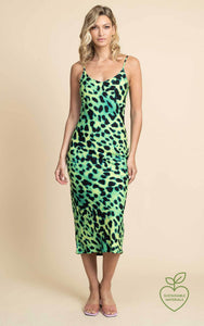 Sienna Midaxi Dress in Lime Leopard