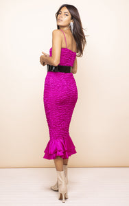 Luiza Sheering Dress in Magenta