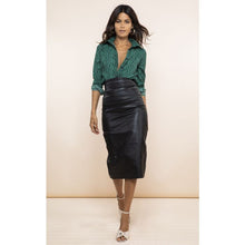 Load image into Gallery viewer, Reece Midi Skirt in Black Faux Leather