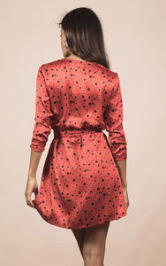 Marley Mini Wrap Dress in Red Speckle