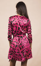 Load image into Gallery viewer, Marley Mini Wrap Dress in Pink Leopard