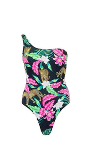 Kaia Swimsuit in Black Tropical Leopard