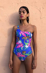 Kaia Swimsuit in Blue Tropical Leopard