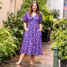 Load image into Gallery viewer, Delaney Midi Dress in Navy and Lilac